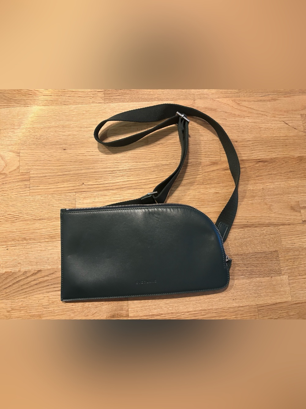 Everlane Leather Crossbody Bag in Dark Green